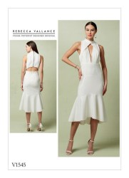 1545 VOGUE REBECCA VALLANCE OPEN BACK FLOUNCE V-DRESS PATTERN 14-22 NEW or 6-14 choice